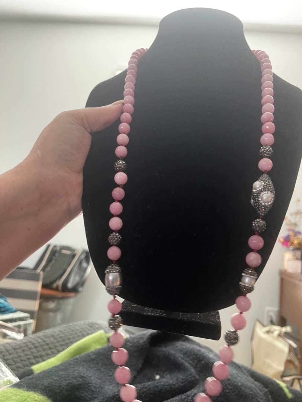 Pink Beaded Statement Necklace - Elegant Women's Jewelry
